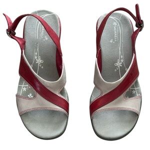 Merrell Primrose Red Leather Sandals Womens Size 7 Air Cushion Comfort Vibram